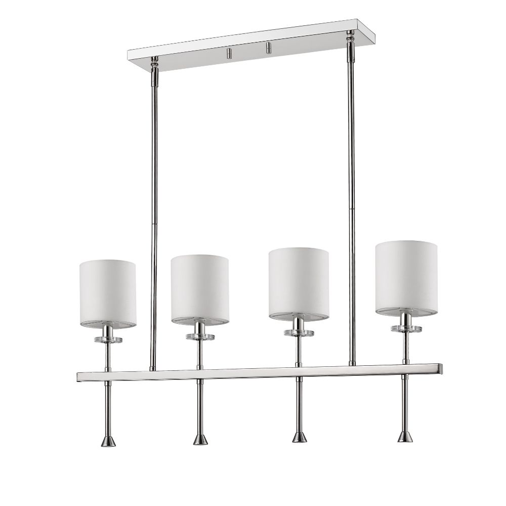 Acclaim Lighting IN21042PN Kara 4-Light Polished Nickel Island Pendant With Fabric Shades And Crystal Bobeches