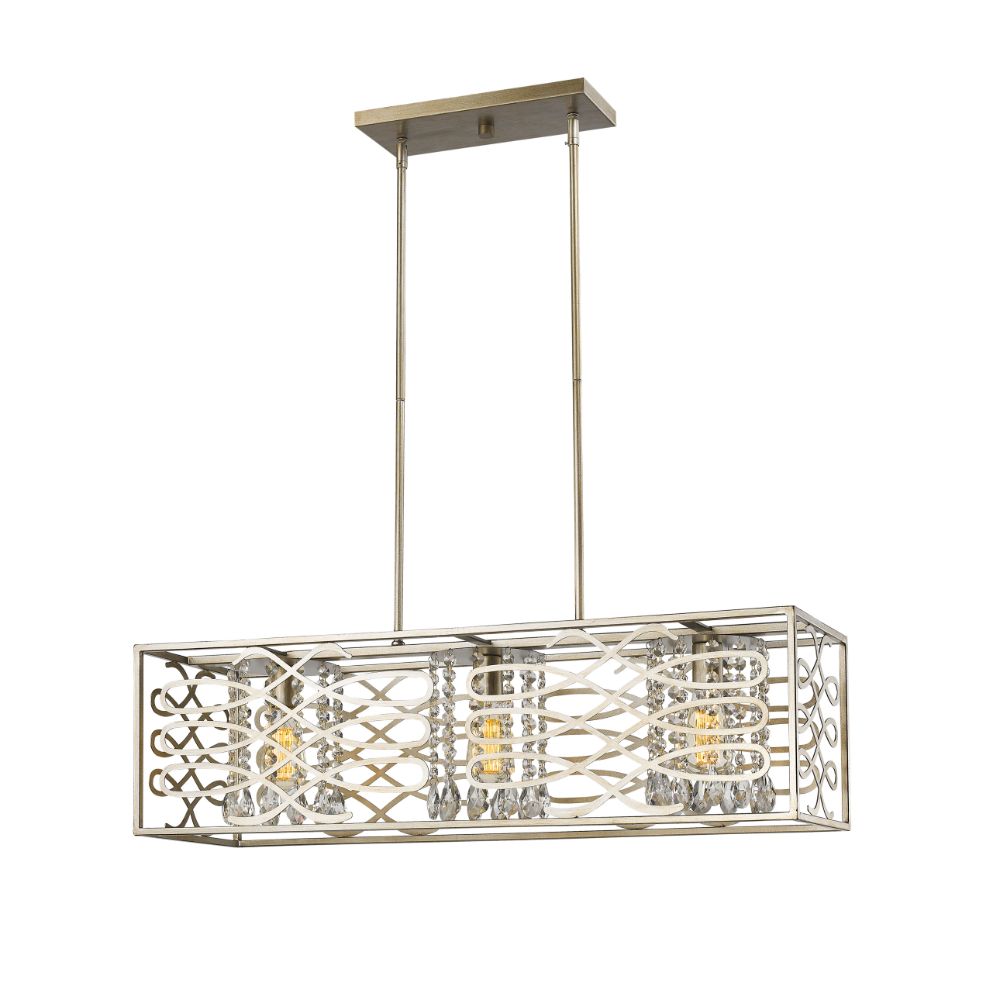 Acclaim Lighting IN21062WG Brax 3-Light Washed Gold Island Pendant With Crystal Accents
