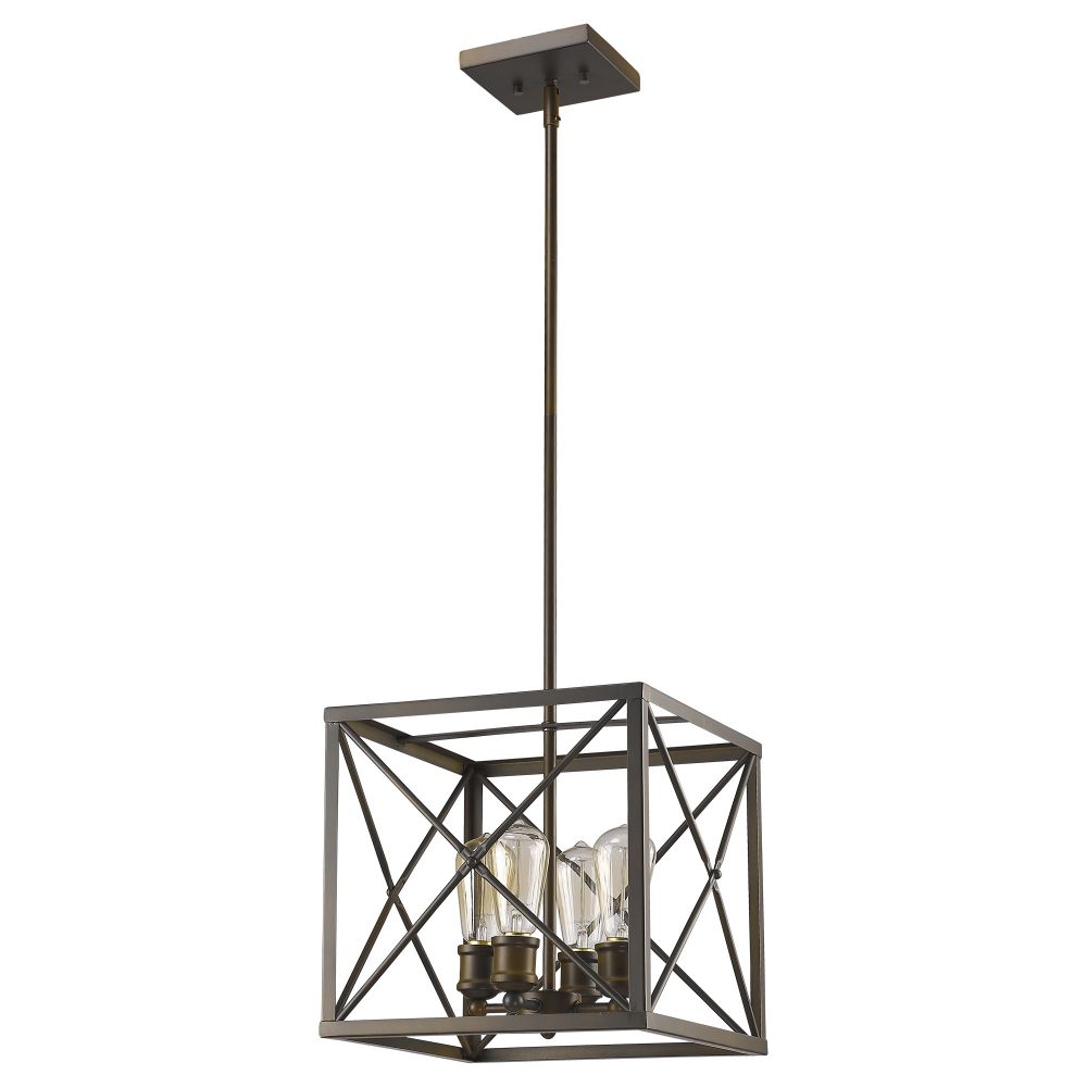 Acclaim Lighting IN21121ORB Brooklyn 4-Light Oil-Rubbed Bronze Pendant With Metal Framework Shade