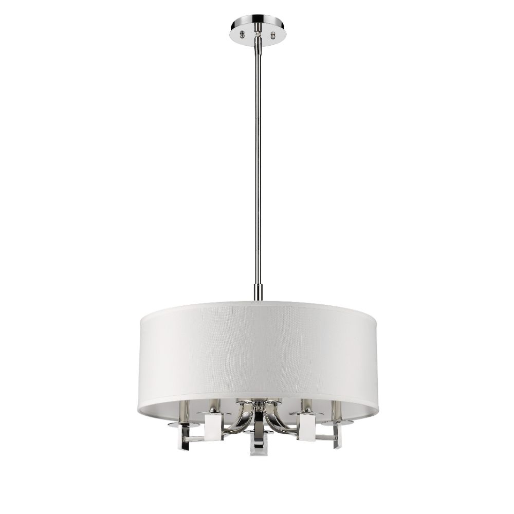 Acclaim Lighting IN21141PN Andrea 5-Light Polished Nickel Drum Pendant With Ivory Hardback Shade