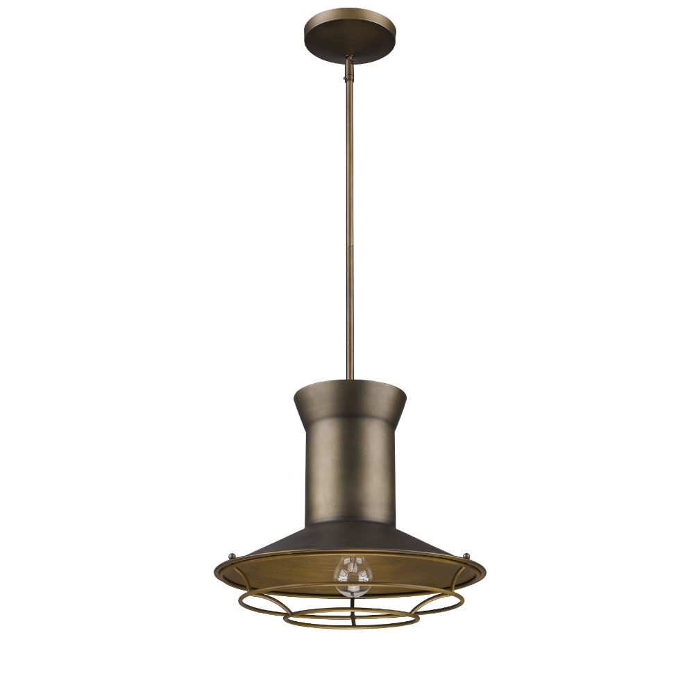 Acclaim Lighting IN21166TC Newport 1-Light Tin Coated Pendant With Raw Brass Interior Shade And Louver