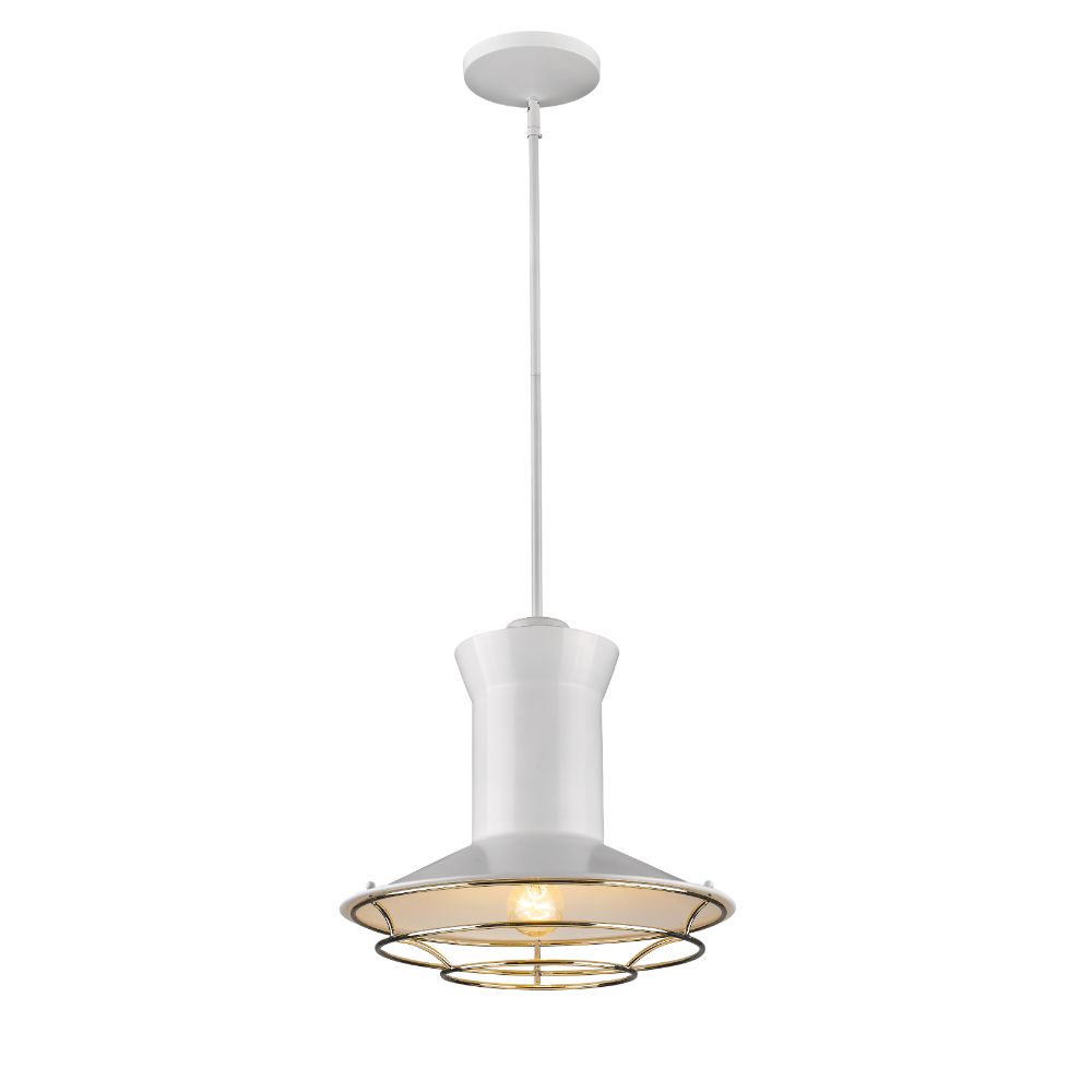 Acclaim Lighting IN21166WH Newport 1-Light White Pendant With Polished Nickel Louver