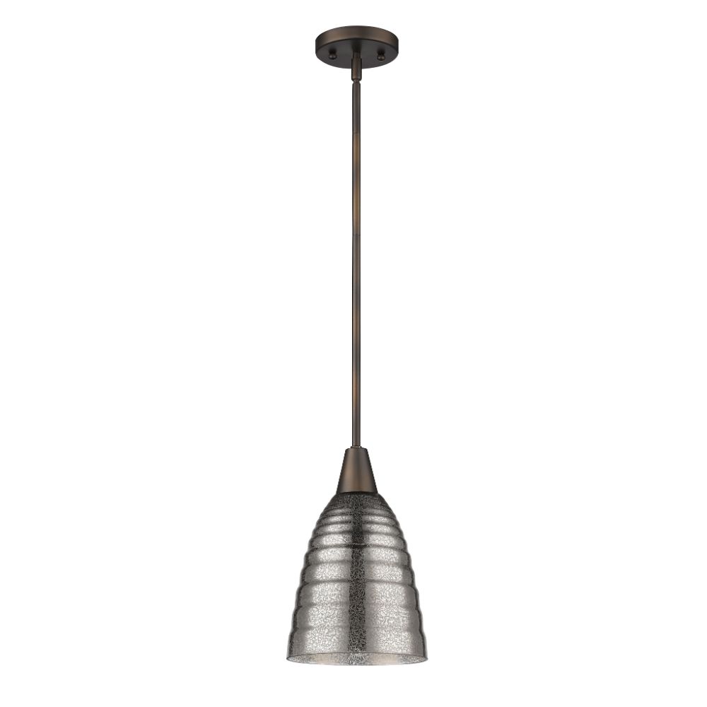 Acclaim Lighting IN21193ORB Brielle 1-Light Oil-Rubbed Bronze Pendant With Ribbed Crackle Glass Shade