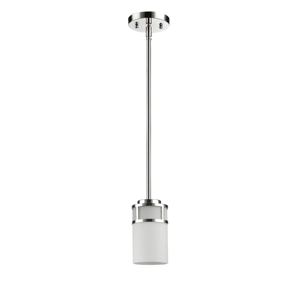 Acclaim Lighting IN21221PN Alexis 1-Light Polished Nickel Pendant With Etched Glass Shade