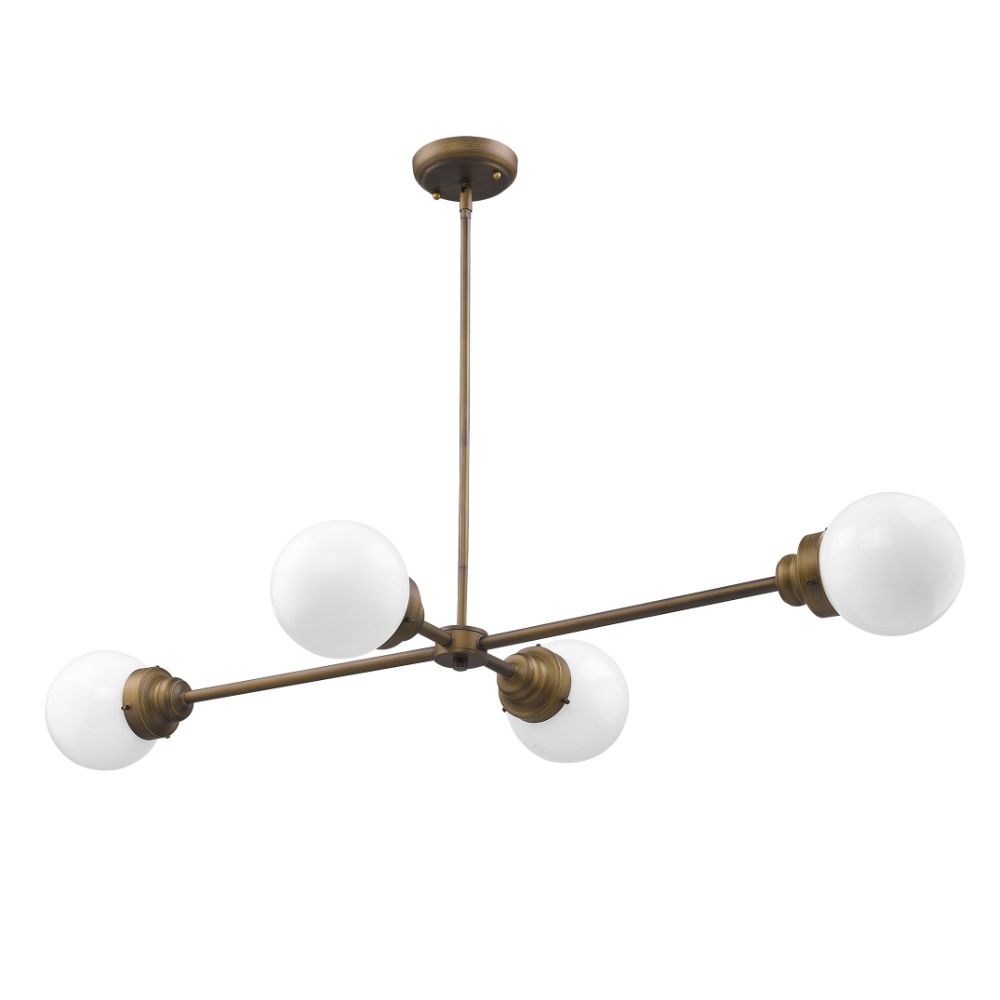 Acclaim Lighting IN21222RB Portsmith 4-Light Raw Brass Island Pendant With White Globe Shades