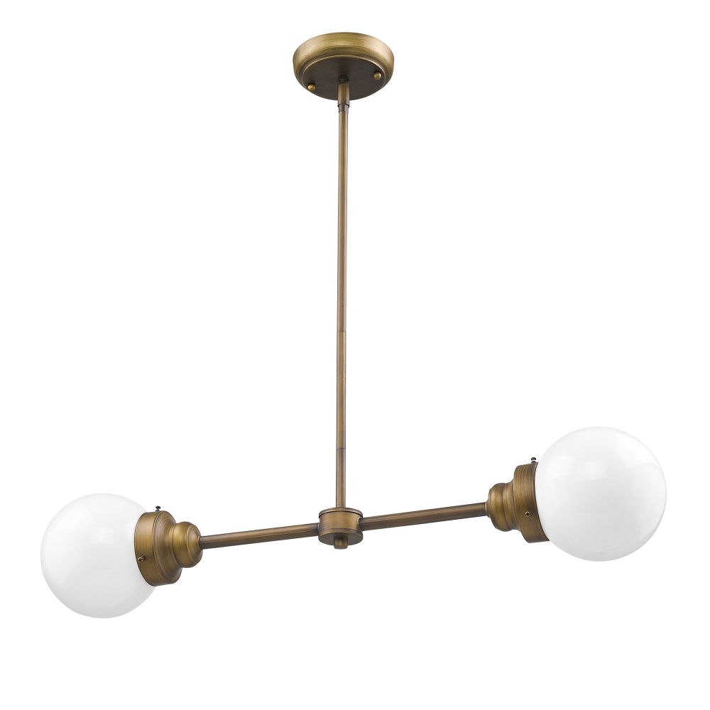 Acclaim Lighting IN21224RB Portsmith 2-Light Raw Brass Island Pendant With White Globe Shades