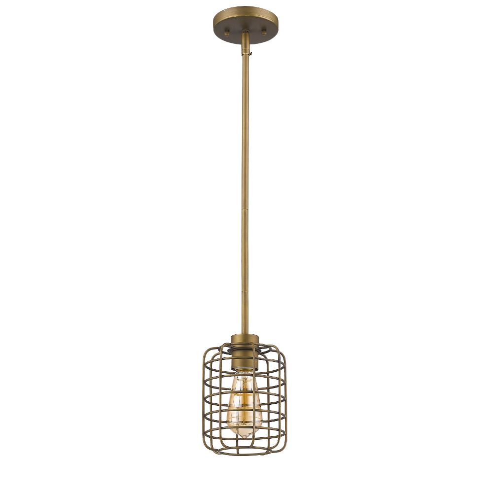 Acclaim Lighting IN21331RB Lynden 1-Light Raw Brass Pendant With Wire Cage Shade