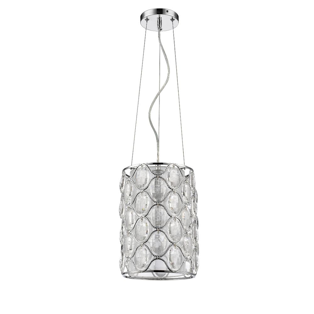 Acclaim Lighting IN31089PN Isabella 1-Light Polished Nickel Drum Pendant With Crystal Accents