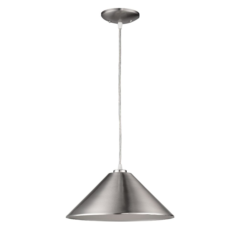 Acclaim Lighting IN31144SN Alcove 1-Light Satin Nickel Pendant With Pewter Interior Shade