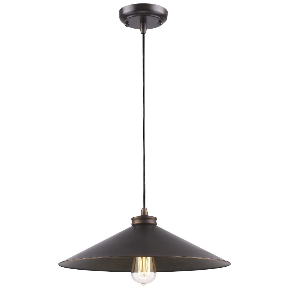Acclaim Lighting IN31145ORB Alcove 1-Light Oil-Rubbed Bronze Pendant With Raw Brass Interior Shade