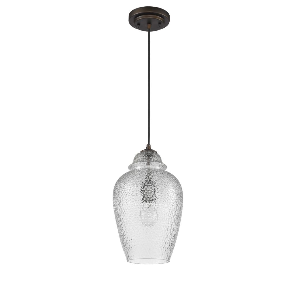 Acclaim Lighting IN31191ORB Brielle 1-Light Oil-Rubbed Bronze Pendant With Crackle Glass Shade