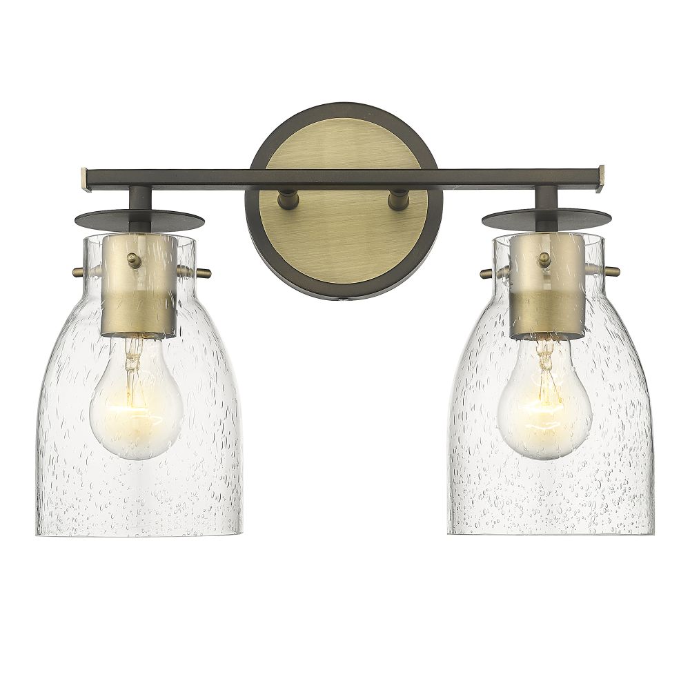 Acclaim Lighting IN40004ORB Shelby 15" Oil Rubbed Bronze and Antique Brass 2-Light Vanity with Clear Seedy glass.
