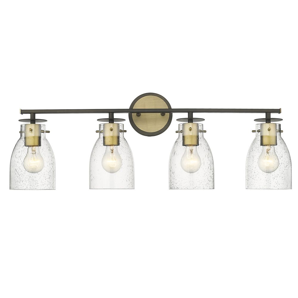 Acclaim Lighting IN40006ORB Shelby 30" Oil Rubbed Bronze and Antique Brass 4-Light Vanity with Clear Seedy glass.