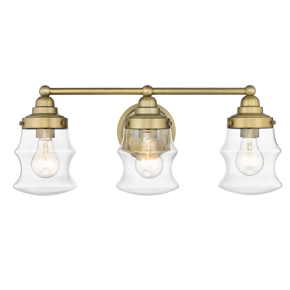 Acclaim Lighting IN40073ATB Keal 22" Antique Brass 3-Light Vanity with Clear glass.