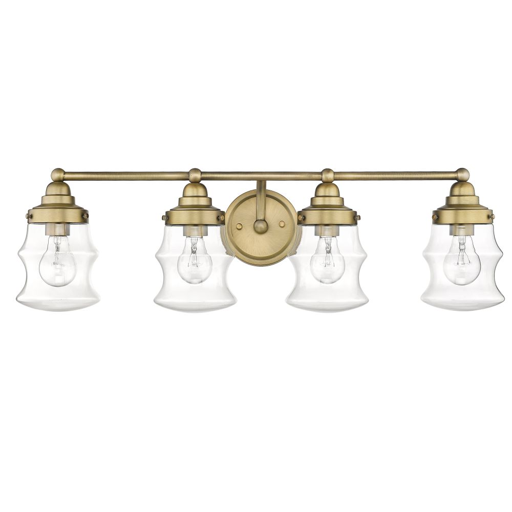 Acclaim Lighting IN40074ATB Keal 30.5" Antique Brass 4-Light Vanity with Clear glass.
