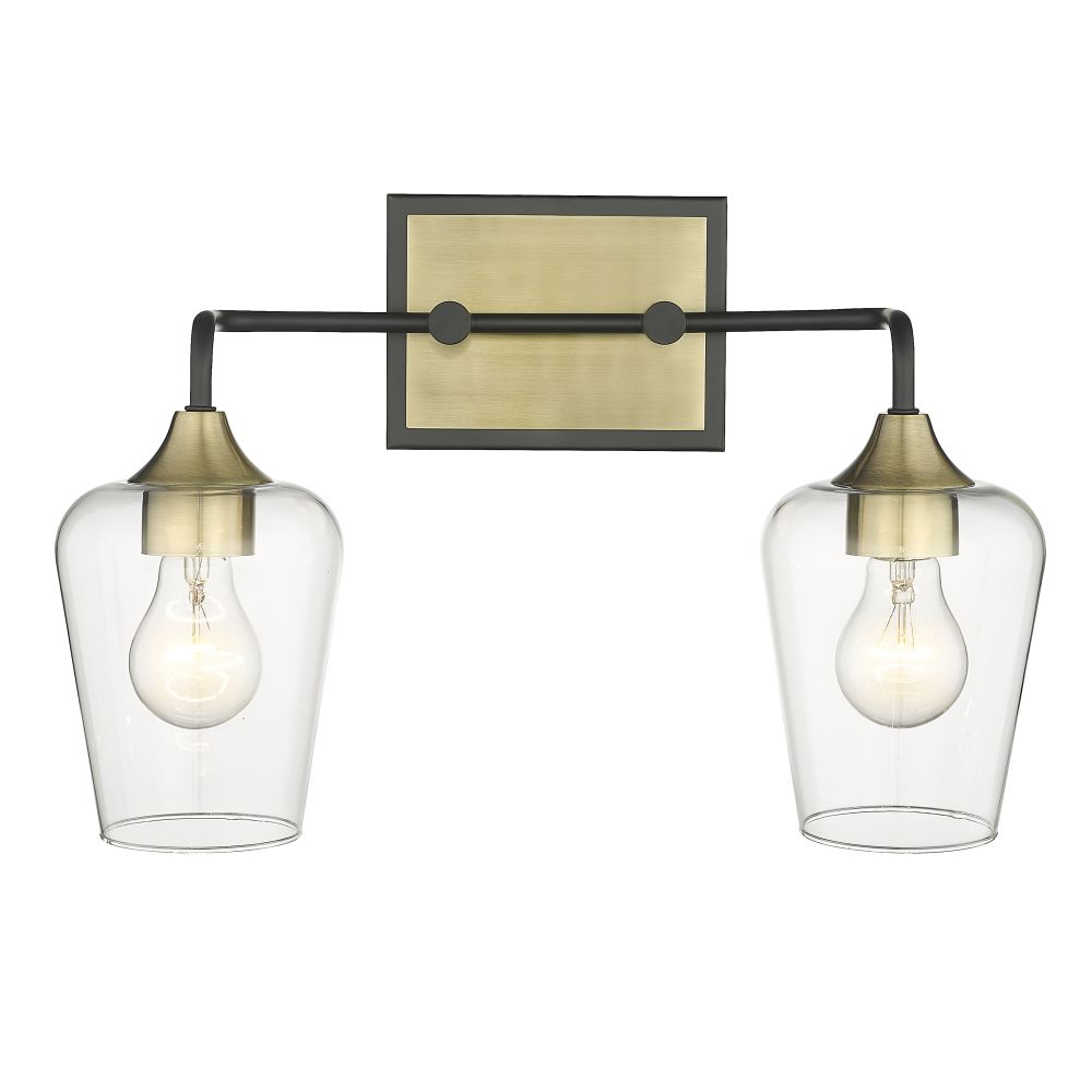 Acclaim Lighting IN40081BK Gladys 17.25" Antique Brass and Black 2-Light Vanity with Clear glass.