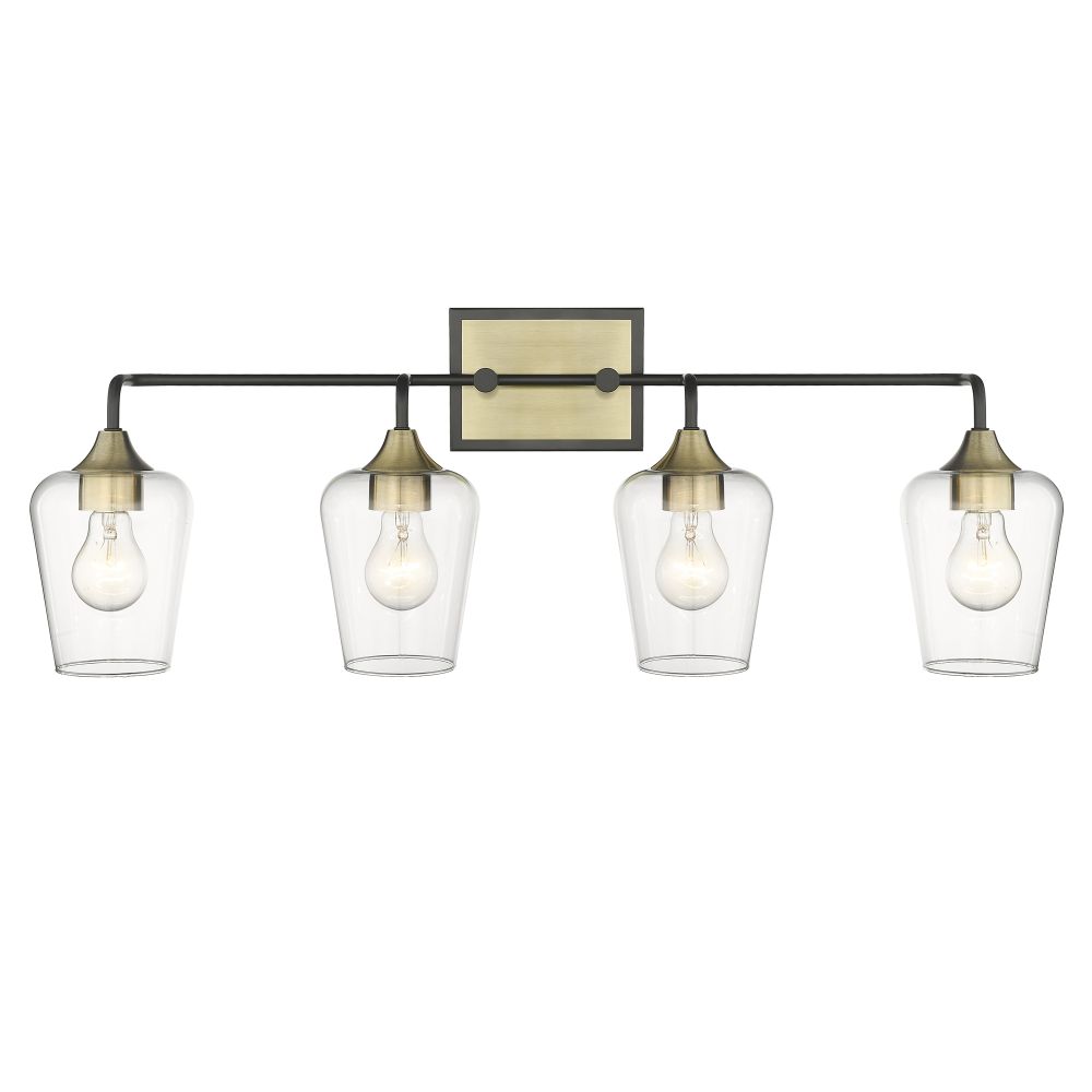 Acclaim Lighting IN40083BK Gladys 32" Antique Brass and Black 4-Light Vanity with Clear glass.