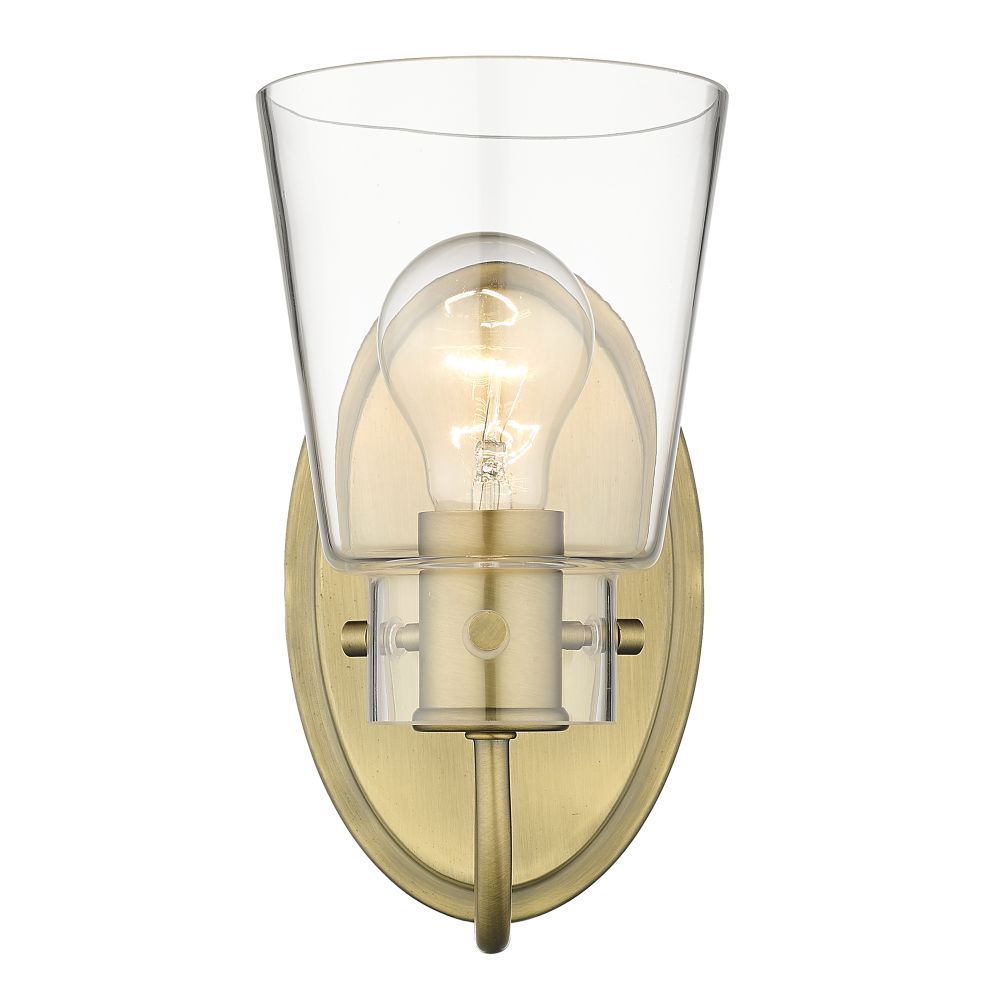 Acclaim Lighting IN40090ATB Bristow 5" Antique Brass 1-Light Vanity with Clear glass.