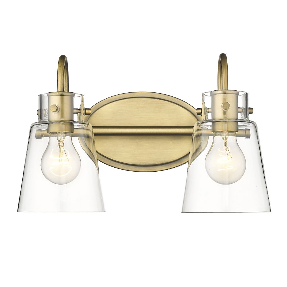 Acclaim Lighting IN40091ATB Bristow 14.75" Antique Brass 2-Light Vanity with Clear glass.