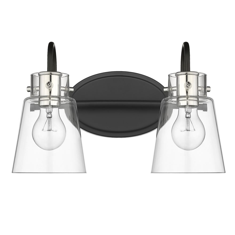 Acclaim Lighting IN40091BK Bristow 14.75" Matte Black and Polished Nickel 2-Light Vanity with Clear glass.