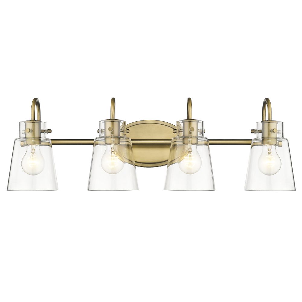 Acclaim Lighting IN40093ATB Bristow 28.5" Antique Brass 4-Light Vanity with Clear glass.
