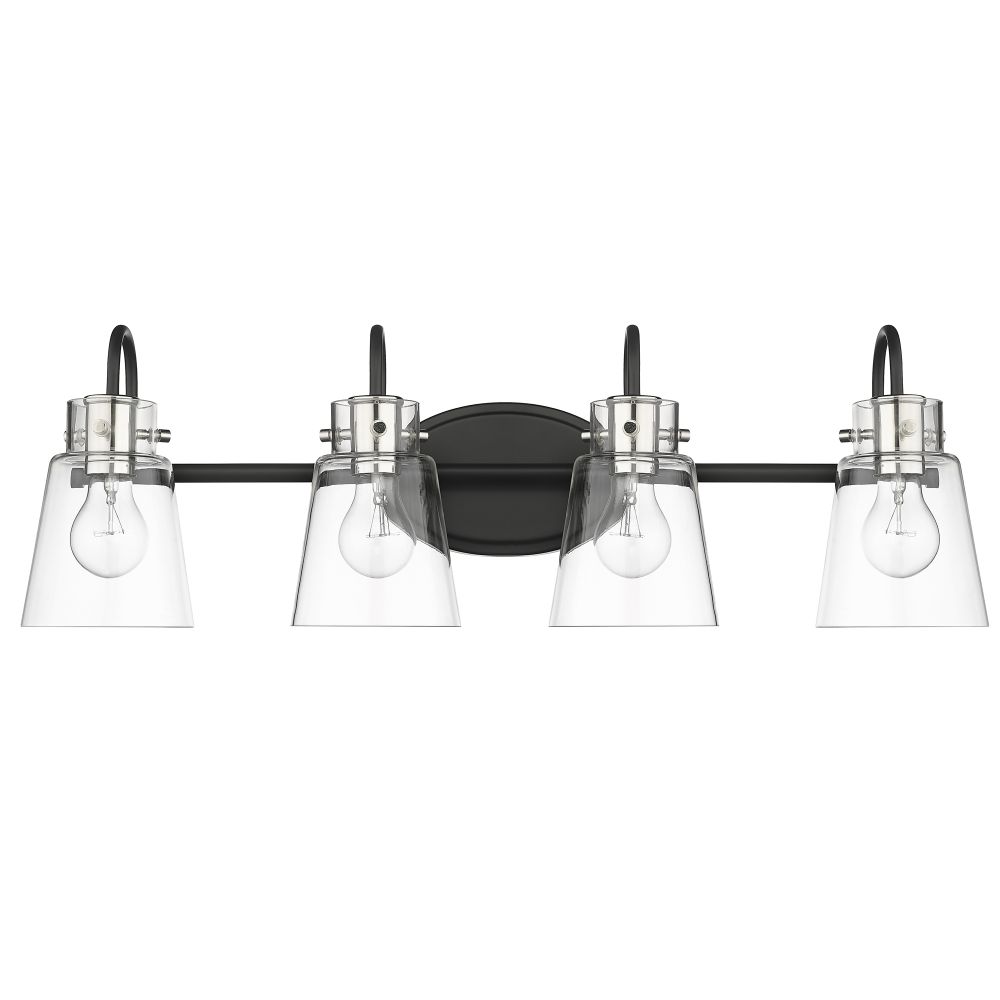 Acclaim Lighting IN40093BK Bristow 28.5" Matte Black and Polished Nickel 4-Light Vanity with Clear glass.
