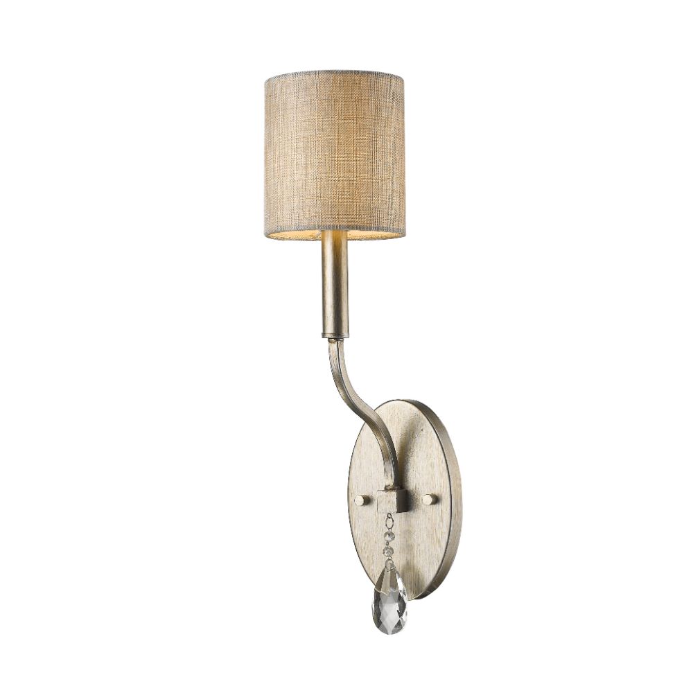 Acclaim Lighting IN41006WG Margaret 1-Light Washed Gold Sconce With Fabric Shade Crystal Accent
