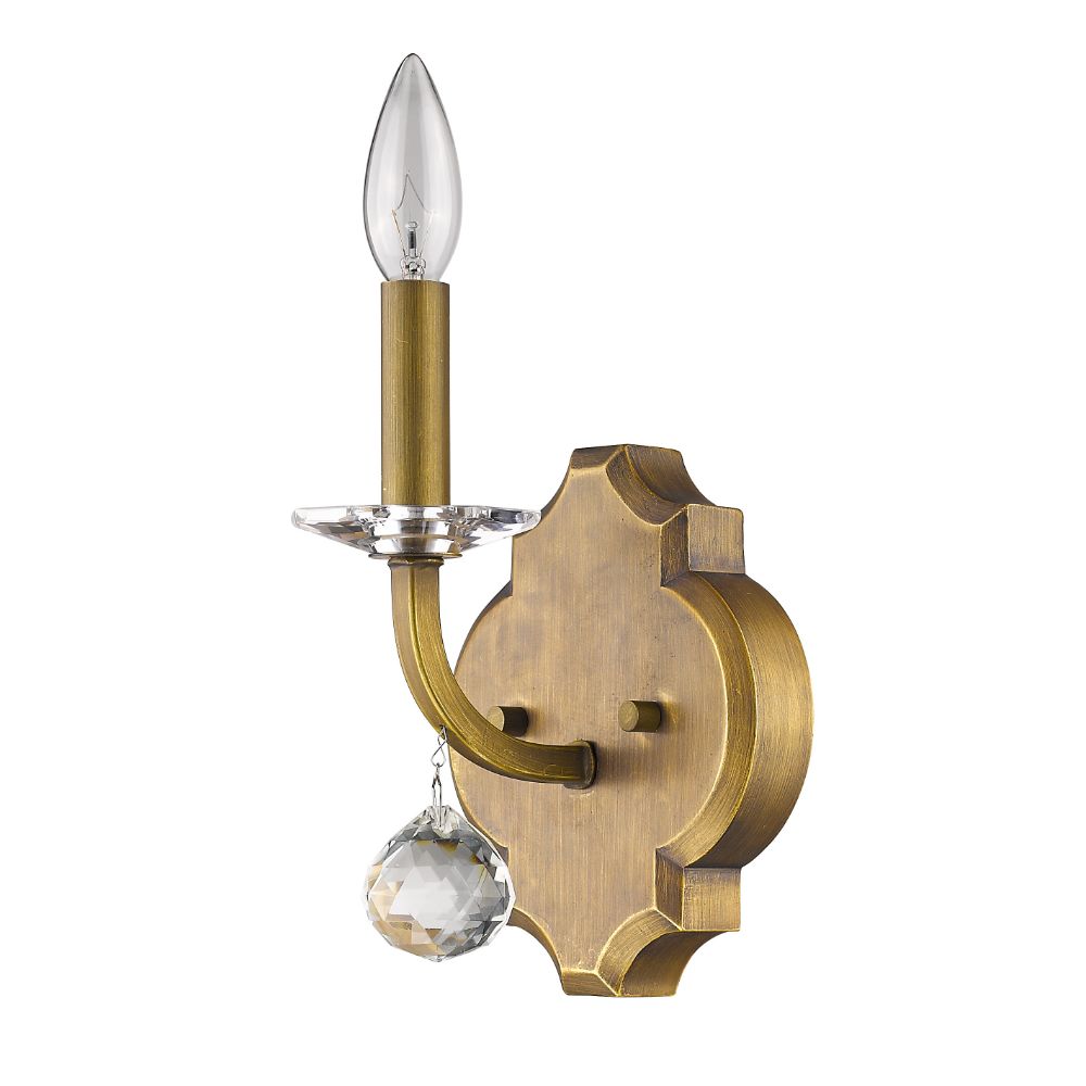 Acclaim Lighting IN41016RB Peyton 1-Light Raw Brass Sconce With Crystal Accent