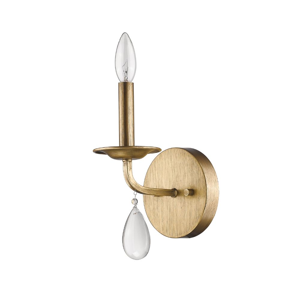 Acclaim Lighting IN41026AG Krista 1-Light Antique Gold Sconce With Crystal Accent