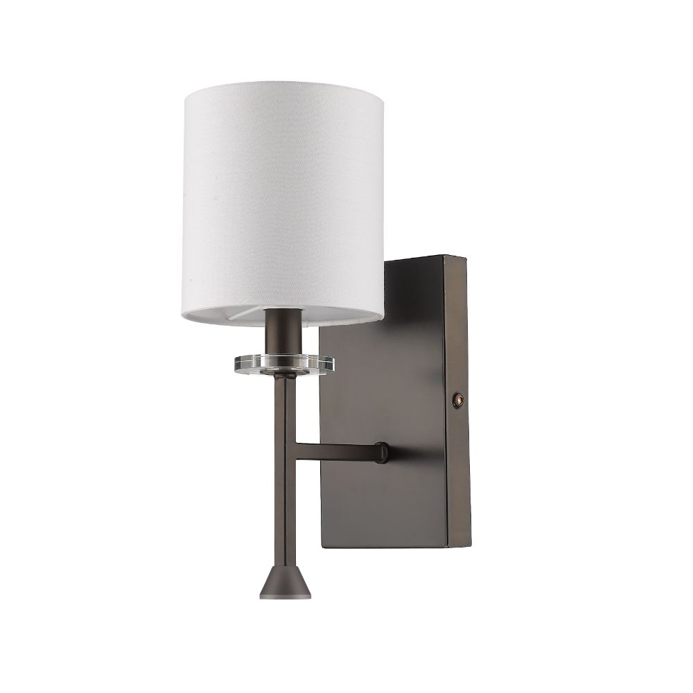 Acclaim Lighting IN41043ORB Kara 1-Light Oil-Rubbed Bronze Sconce With Fabric Shade And Crystal Bobeche