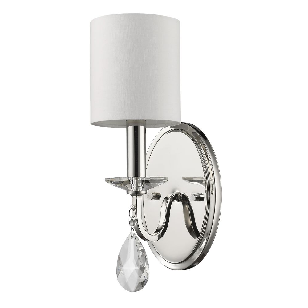 Acclaim Lighting IN41050PN Lily 3-Light Polished Nickel Sconce With Fabric Shade And Crystal Accent