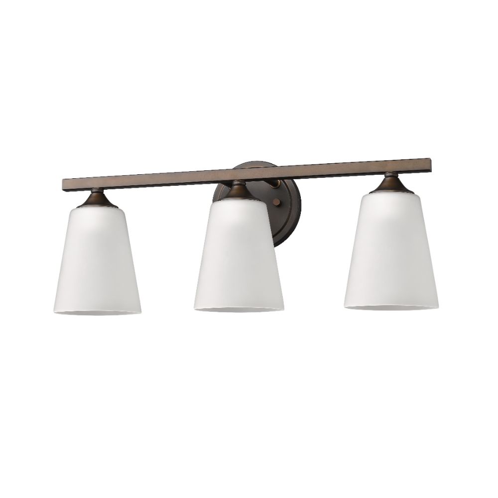 Acclaim Lighting IN41267ORB Zoey 3-Light Oil-Rubbed Bronze Vanity Lights With Frosted Glass Shades