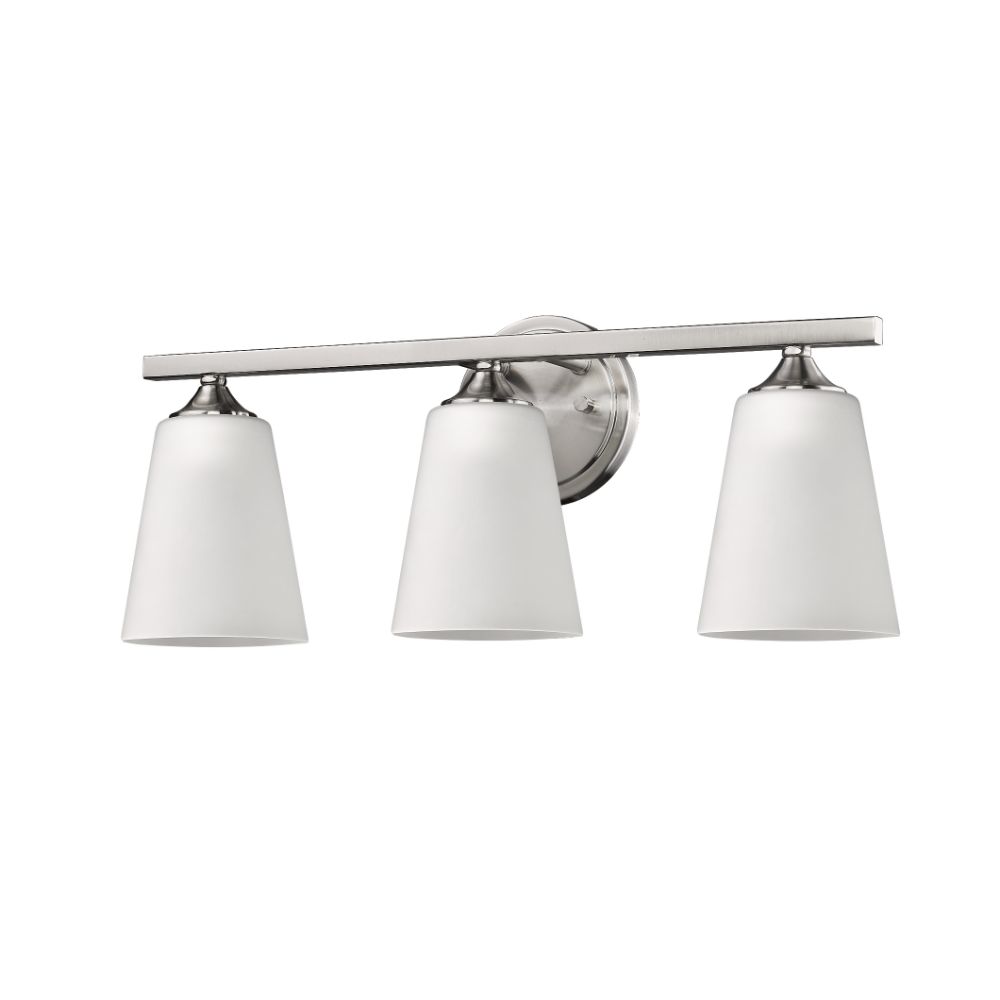Acclaim Lighting IN41267SN Zoey 3-Light Satin Nickel Vanity Lights With Frosted Glass Shades