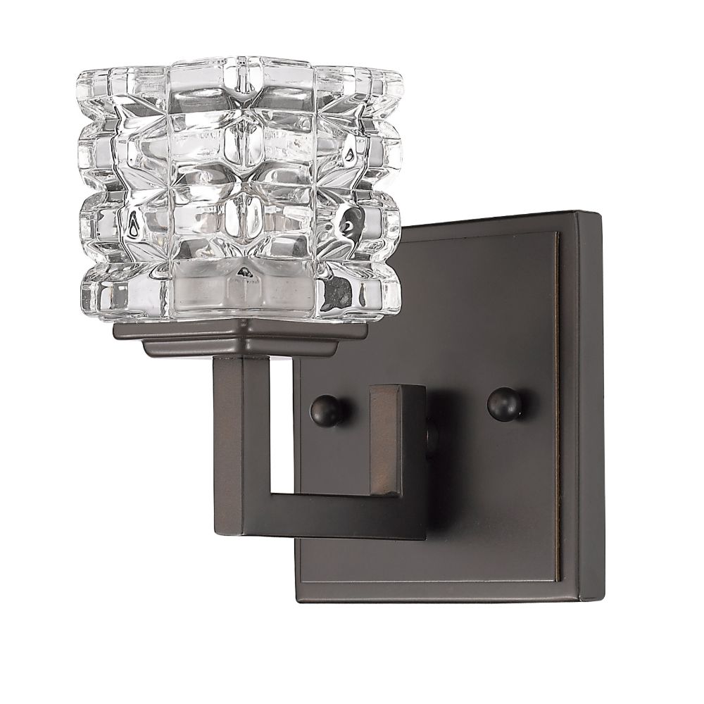 Acclaim Lighting IN41315ORB Coralie 1-Light Oil-Rubbed Bronze Sconce With Pressed Crystal Shade