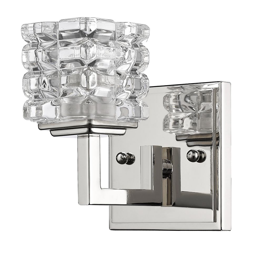 Acclaim Lighting IN41315PN Coralie 1-Light Polished Nickel Sconce With Pressed Crystal Shade
