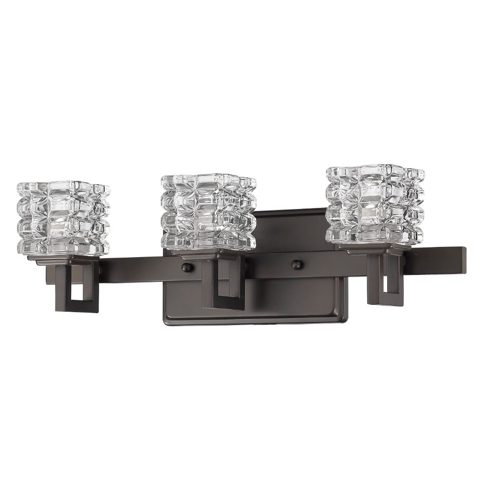 Acclaim Lighting IN41316ORB Coralie 3-Light Oil-Rubbed Bronze Sconce With Pressed Crystal Shades