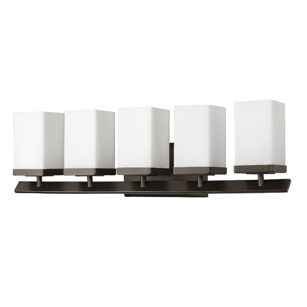 Acclaim Lighting IN41327ORB Burgundy 5-Light Oil-Rubbed Bronze Vanity Light With Etched Glass Shades