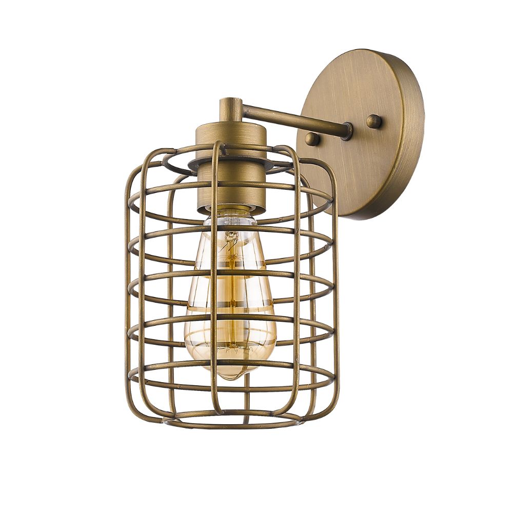 Acclaim Lighting IN41332RB Lynden 1-Light Raw Brass Sconce With Wire Cage Shade