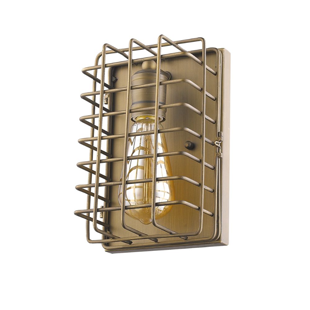 Acclaim Lighting IN41333RB Lynden 1-Light Raw Brass Sconce With Wire Cage Shade