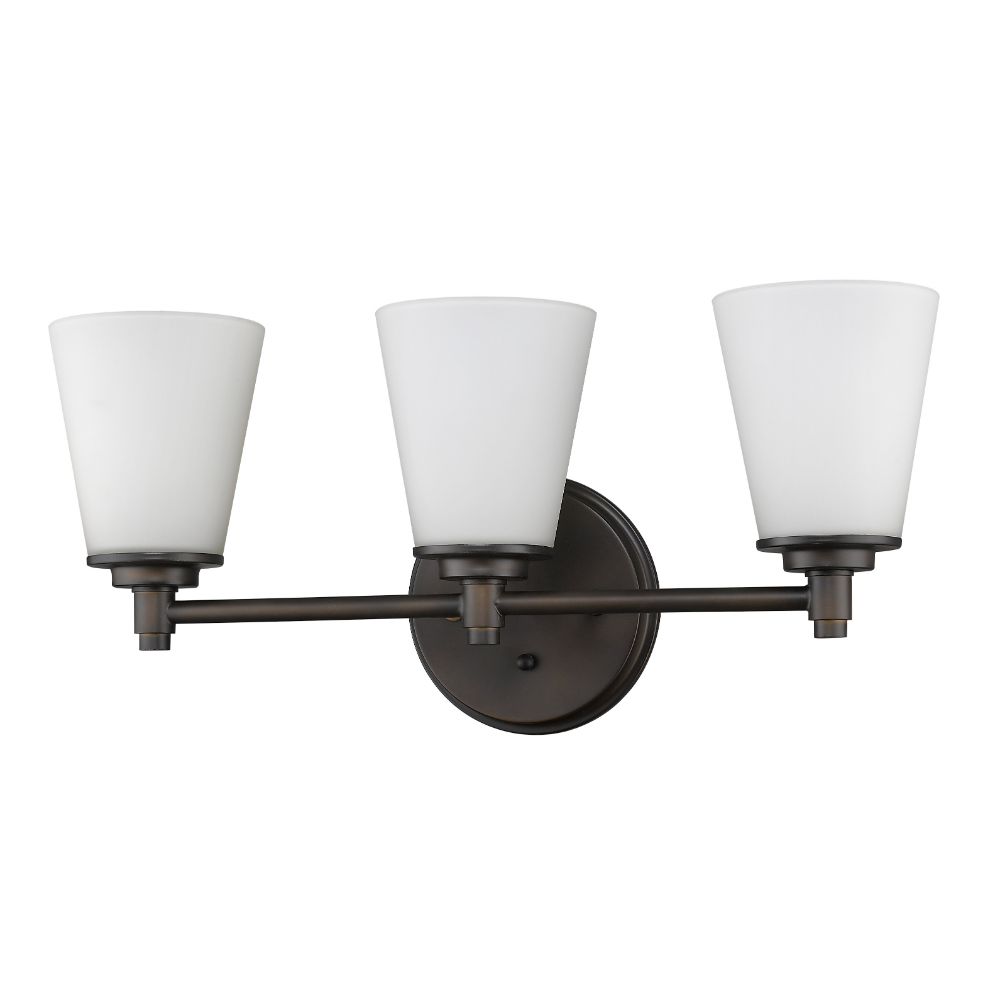Acclaim Lighting IN41342ORB Conti 3-Light Oil-Rubbed Bronze Sconce With Etched Glass Shades
