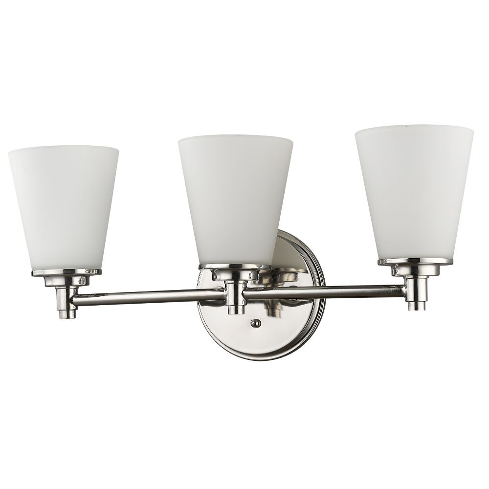 Acclaim Lighting IN41342PN Conti 3-Light Polished Nickel Sconce With Etched Glass Shades