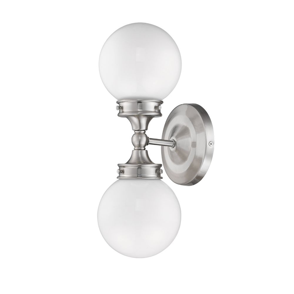 Acclaim Lighting IN41411SN Fairfax 2-Light Satin Nickel Vanity With White Globe Shades