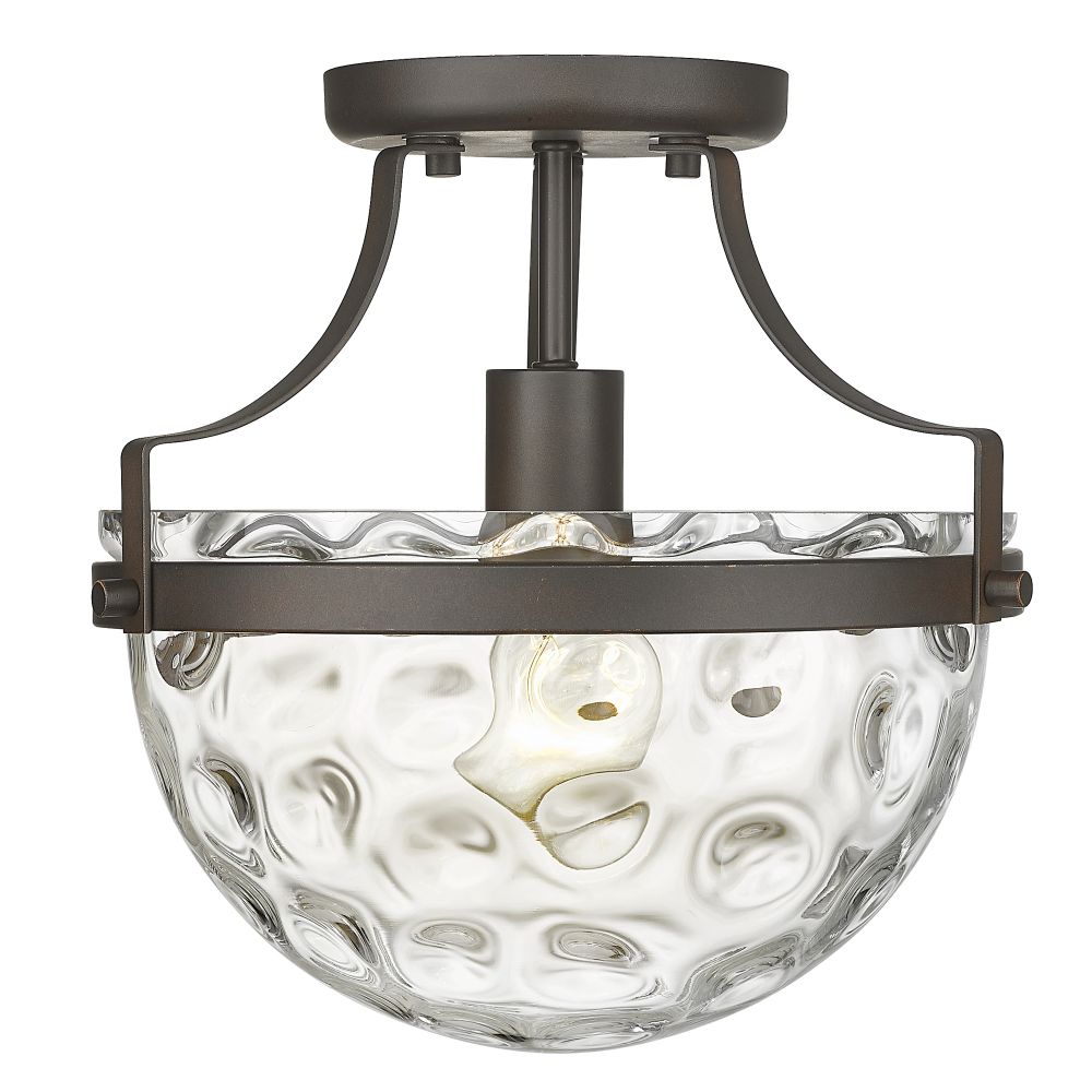 Acclaim Lighting IN60099ORB Quinn 10.5" Oil Rubbed Bronze 1-Light Semi-Flush with Clear Wavey glass.