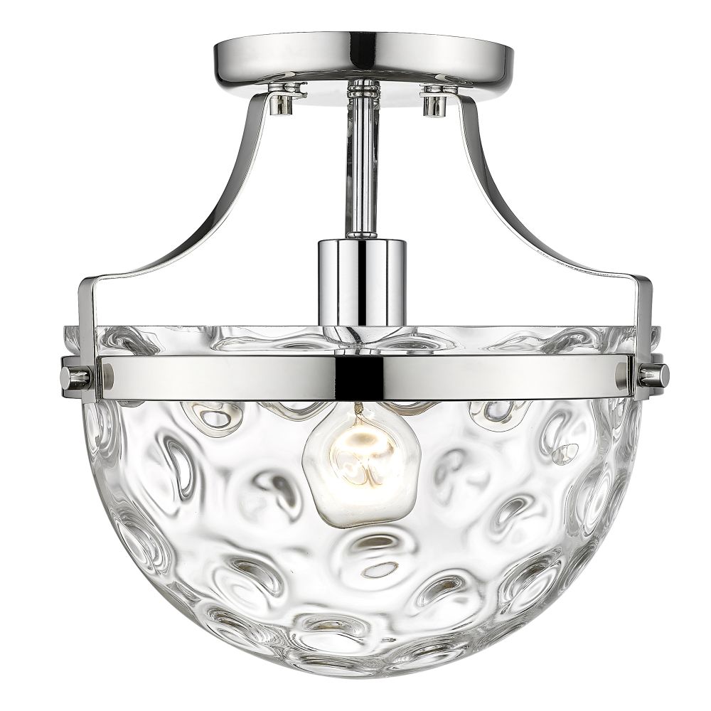 Acclaim Lighting IN60099PN Quinn 10.5" Polished Nickel 1-Light Semi-Flush with Clear Wavey glass.