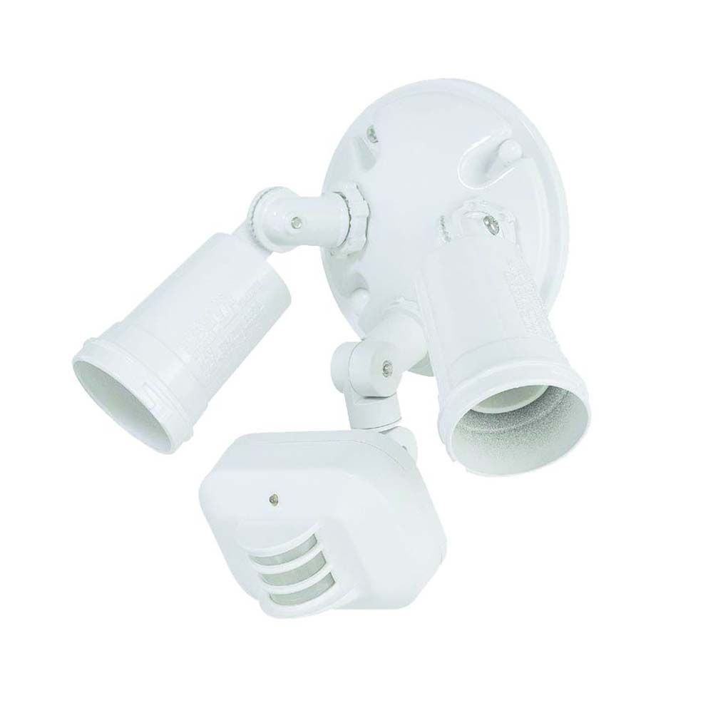 Acclaim Lighting MFL1WH 2-Light White Adjustable Arm Floodlight With Motion Sensor