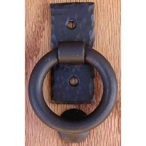 Agave Ironworks KN005/PU019-04 Small Smooth Ring Knocker/Pull in Dark Bronze
