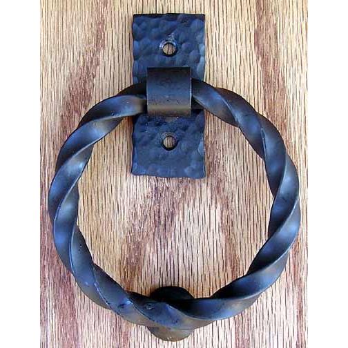 Agave Ironworks KN007/PU012-02 Twisted Ring Knocker/Pull in Brown Rust