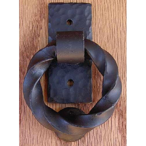 Agave Ironworks KN009/PU021-01 Small Twisted Ring Knocker/Pull in Flat Black