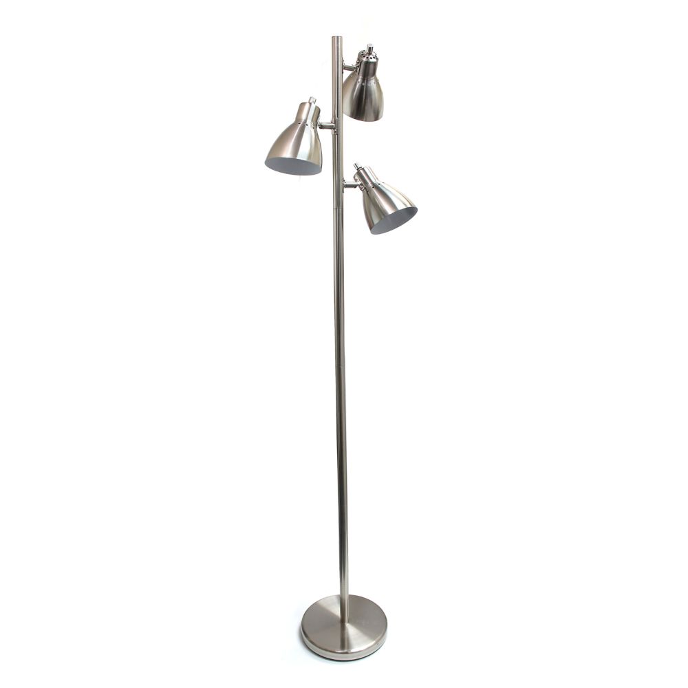 All The Rages CWF-3003-BN Creekwood Home Essentix 64" Tall Traditional 3 Light Metal Tree Floor Lamp with Metal Adjustable Spotlight Shades