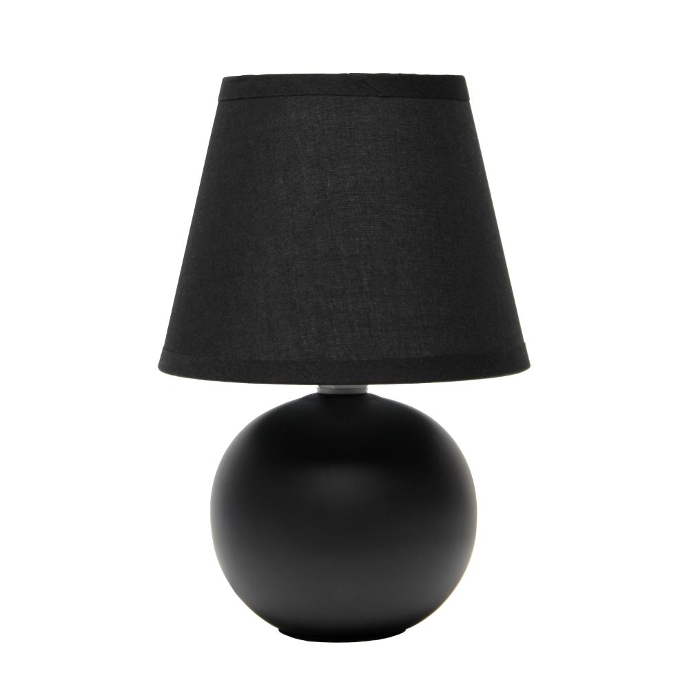 All The Rages CWT-2004-BK Creekwood Home Nauru 8.66" Traditional Petite Ceramic Orb Base Bedside Table Desk Lamp with Matching Tapered Drum Fabric Shade 